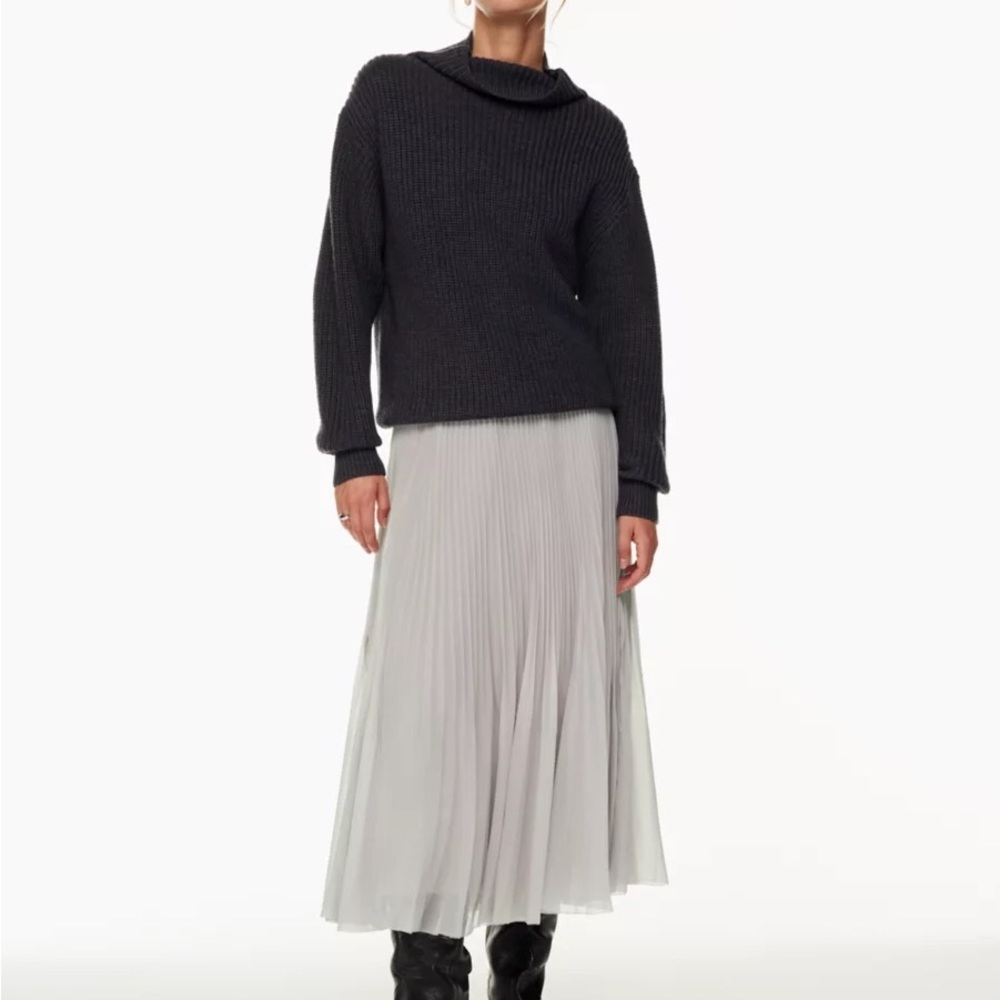 Gray Linen Midi Skirt
